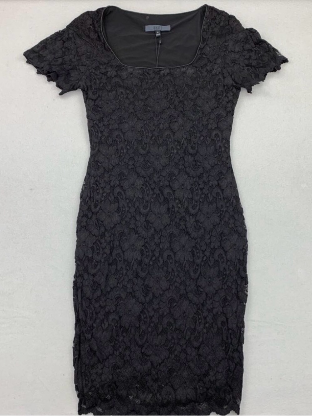 Black Lace Sheath Short Sleeve Dress by Wyatt size 12